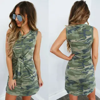

Summer Fashion Women Casual Camouflage Dress Sleeveless Party Short Mini Beach Dress Women Clothes