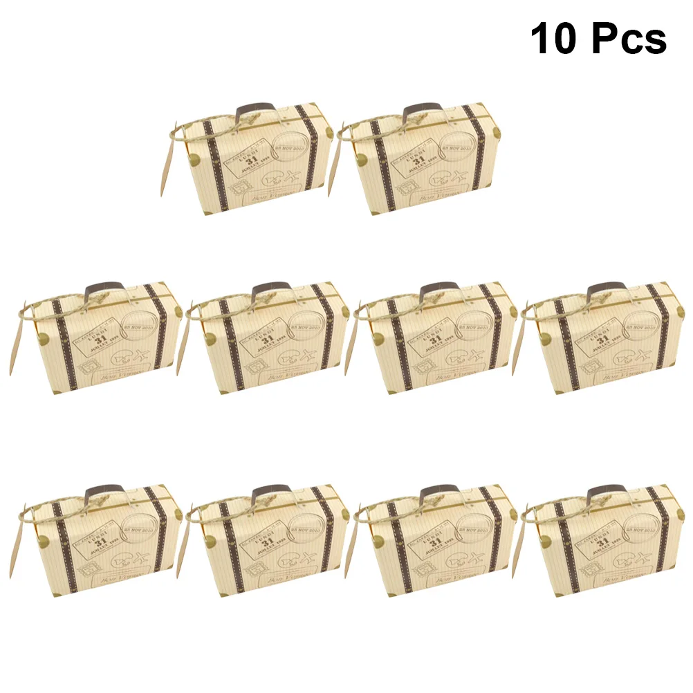 

10pcs Candy Boxes Paper Aircraft Pattern Mini Suitcase Shape Candy Holders Party Supplies Gift Wrap Bag for Wedding Birthday