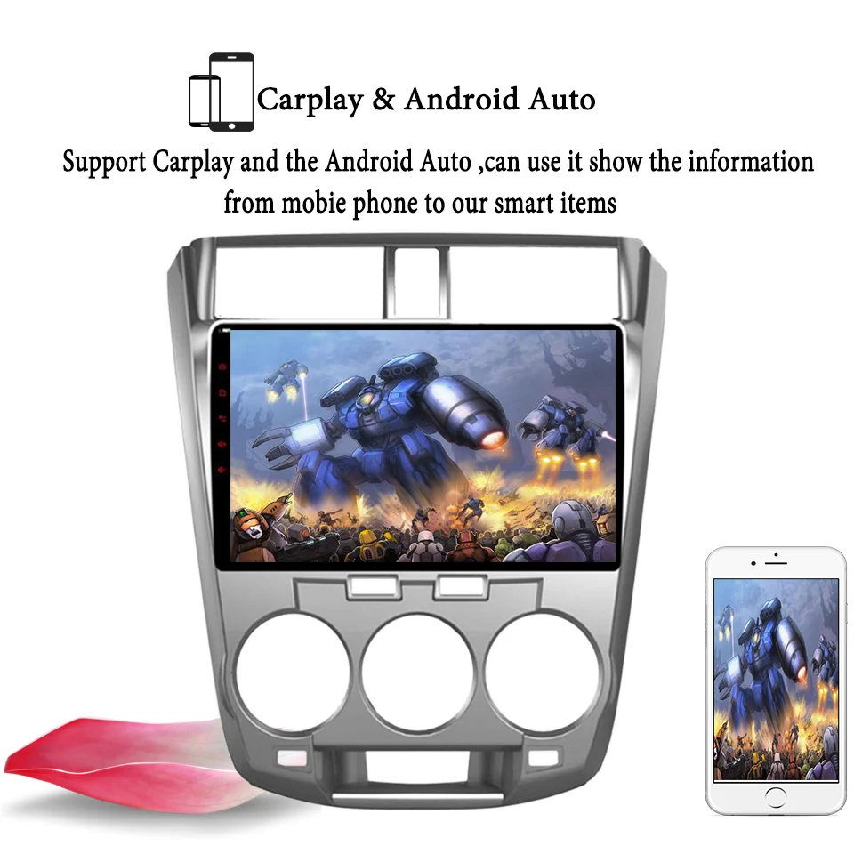 Perfect 10.1 inch Android 9.1 Car GPS Navigation For Honda City 2008-2014 Support Stereo Audio Radio Video Bluetooth DSP carplay System 3