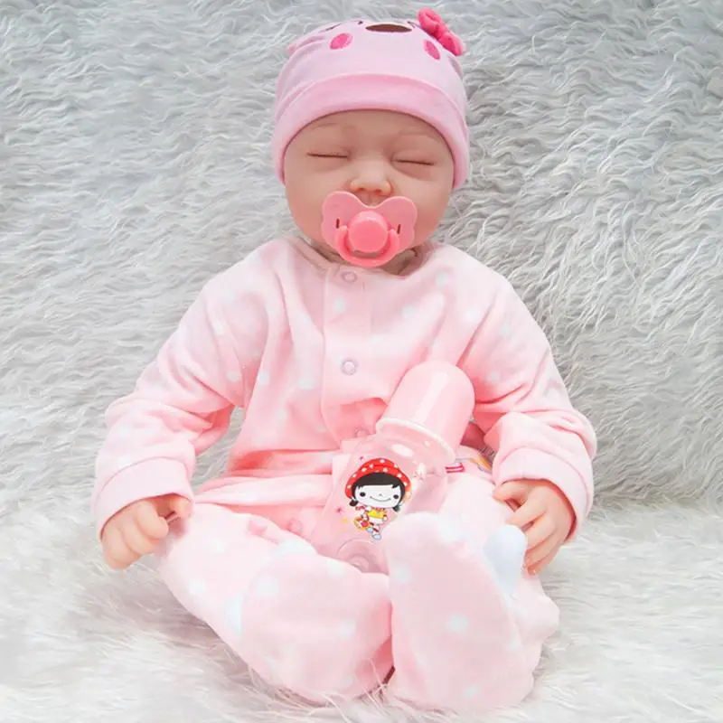 

55cm Cute Rebirth Doll Simulation Newborn Dolls Cloth Body Education Supplies Toy Children Accompanying Growth Interactive Dolls