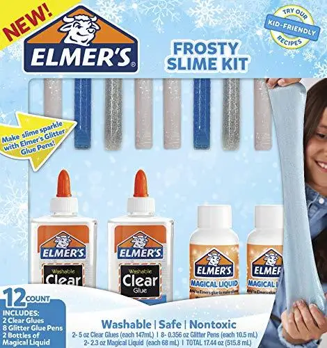 Elmers набор для склеивания морозной слизи прозрачный школьный клей блестящие клеевые ручки и магический жидкий активатор раствор 12 Кол художественные наборы Elmers