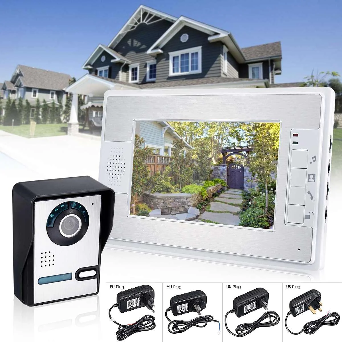 

NEW Wired 7" Video Doorbell One to One Intercom Security System with 1 Monitor Door Intercom Home Safety