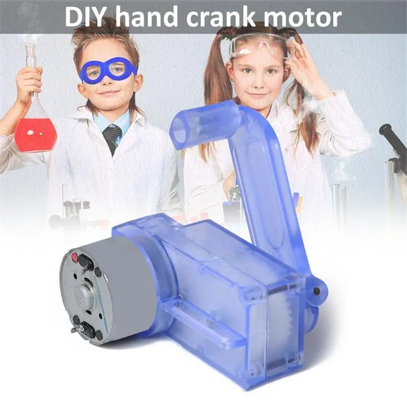 

DIY Mechanic Electrical Machinery Speed Down Gear Box Lamp LED Light Alligator Clip Technology Small Hand Crank Motor Electric
