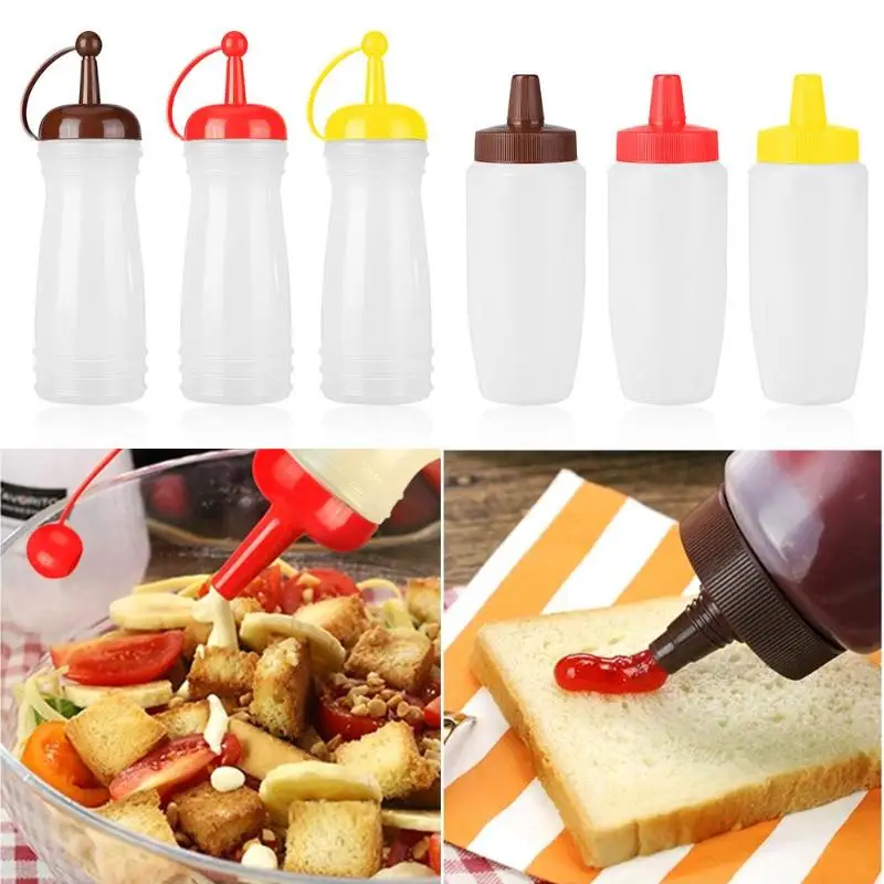 

340ml Plastic Squeeze Bottle Condiment Dispenser for Sauce Vinegar Oil Ketchup Cruet Kitchen Accessories