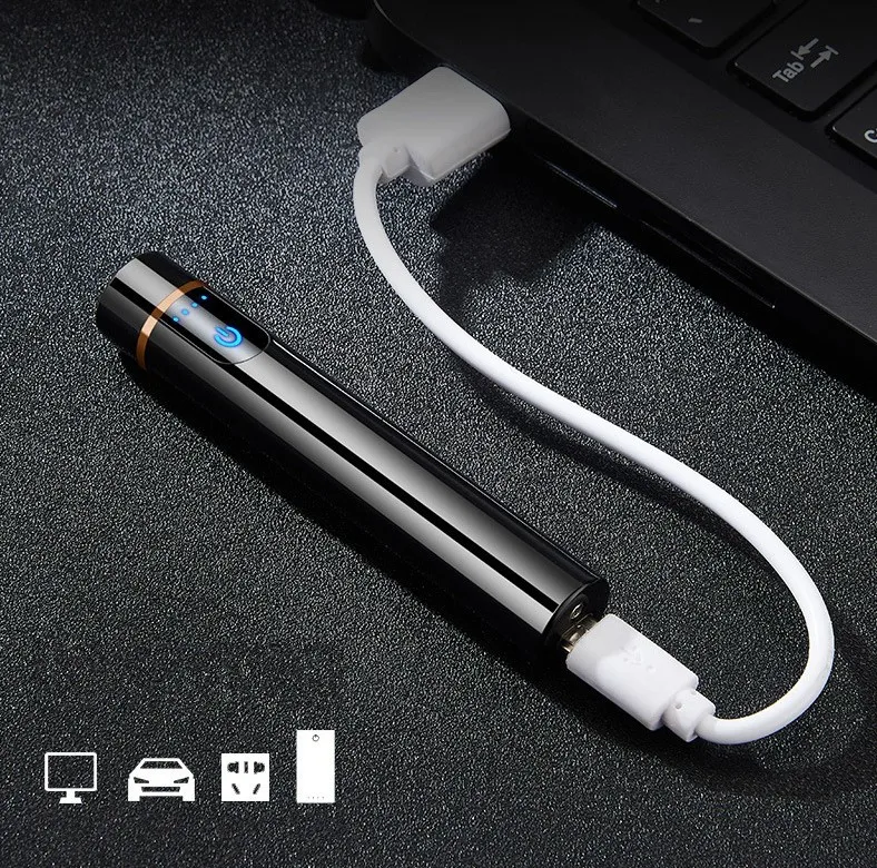 Новинка 2020 тонкая металлическая зажигалка для сигарет с usb зарядкой