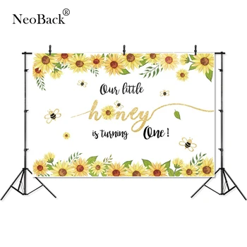 

Thin Vinyl birthday sunflower honey bee kids baby children Photography studio Backgrounds professional indoor Photo Backdrop