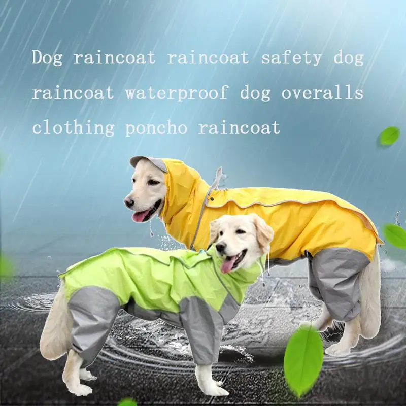 

Pet Raincoat Waterproof Four-legged Hooded Overalls Thickened Tear Resistant Poncho For Medium Large Dogs All-inclusive Raincoat
