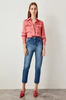 

Trendyol Blue Black High Waist Jeans Mom Denim TCLSS19LR0126