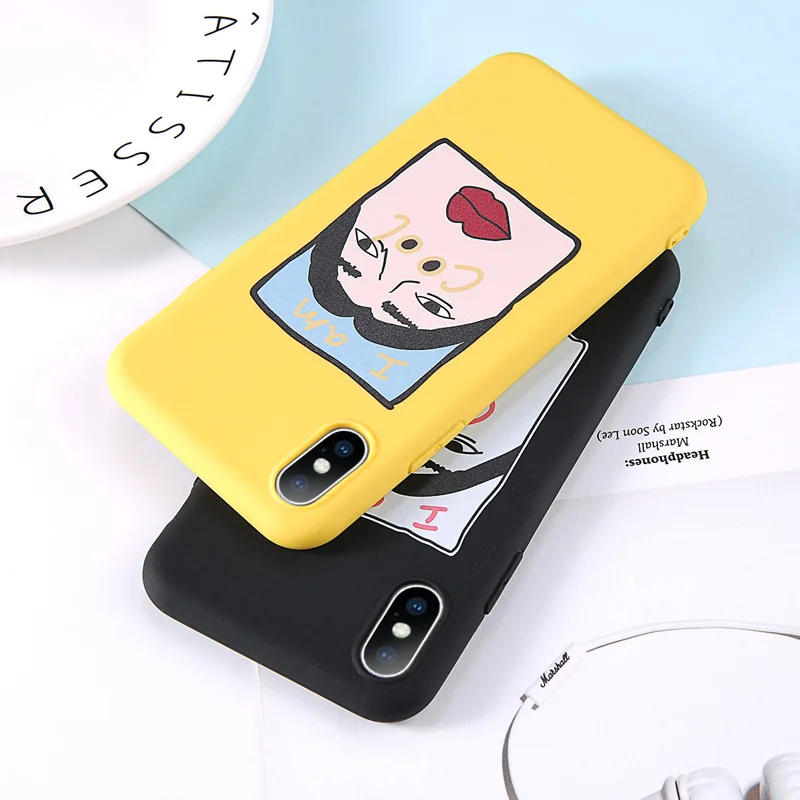 Ottwn Funny Pattern For iPhone 6 Case For iPhone XS Max 6s 7 8 Plus X XR 5 5s SE Silicon Soft Phone Case Letter Cool Back Cover