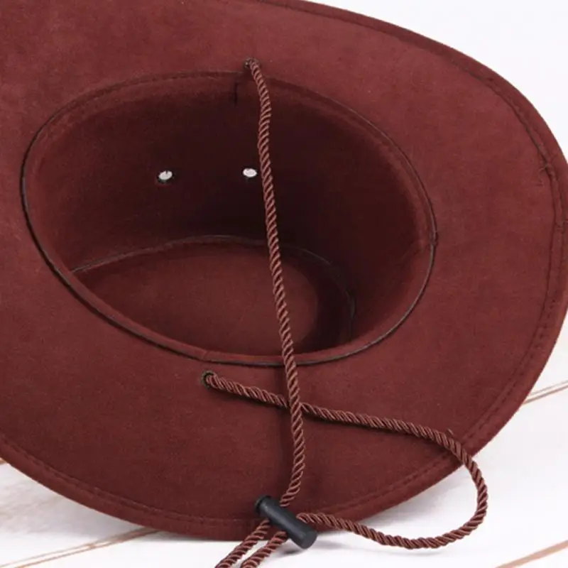 Модная Ковбойская Повседневная ковбойская шляпа унисекс с защитой от солнца в западном стиле из искусственной кожи, широкая ковбойская шляпа