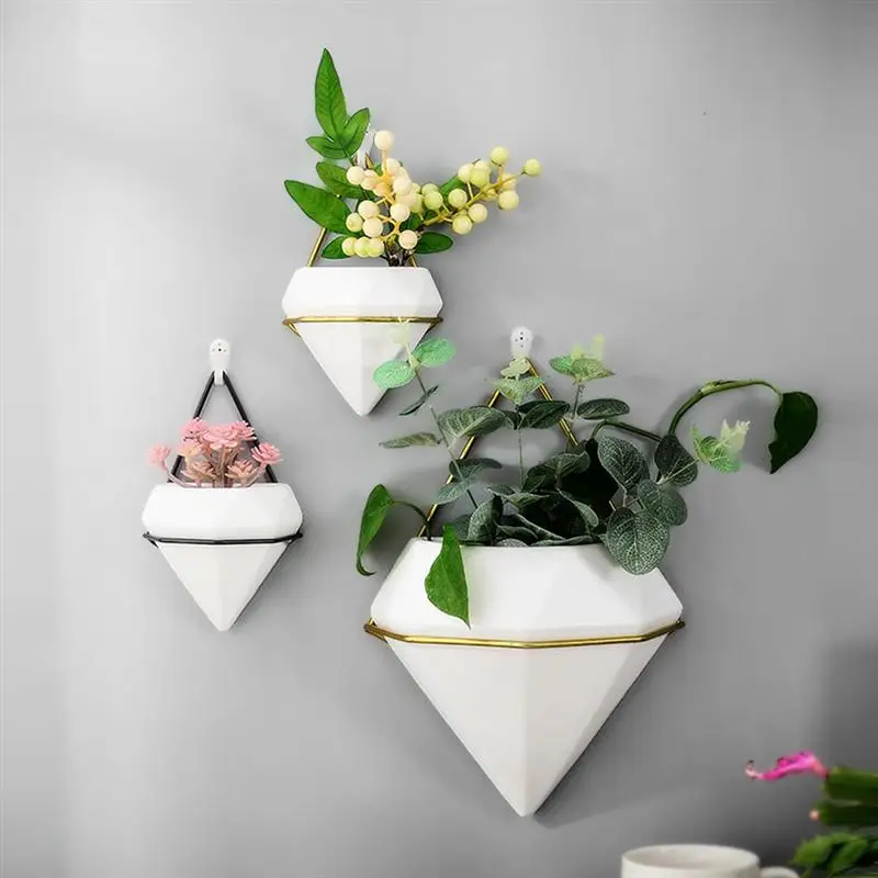 1PCS Wall Hanging Flower Pot Small Diamond Fleshy Creative no Hole