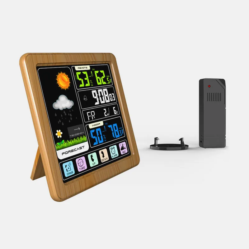 

Weather Station Wireless Sensor Indoor Outdoor Temperature Humidity Barometer Meter Clock with Color Screen Weather Forecast