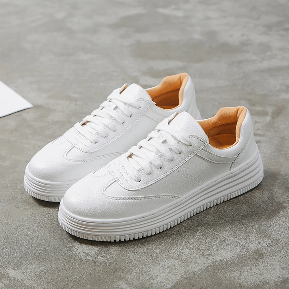 

2019 Summer New Korean Version Of The Wild Women Sneakers Fashion White Shoes For Women Lace Up Large Size Vulcanize Shoes