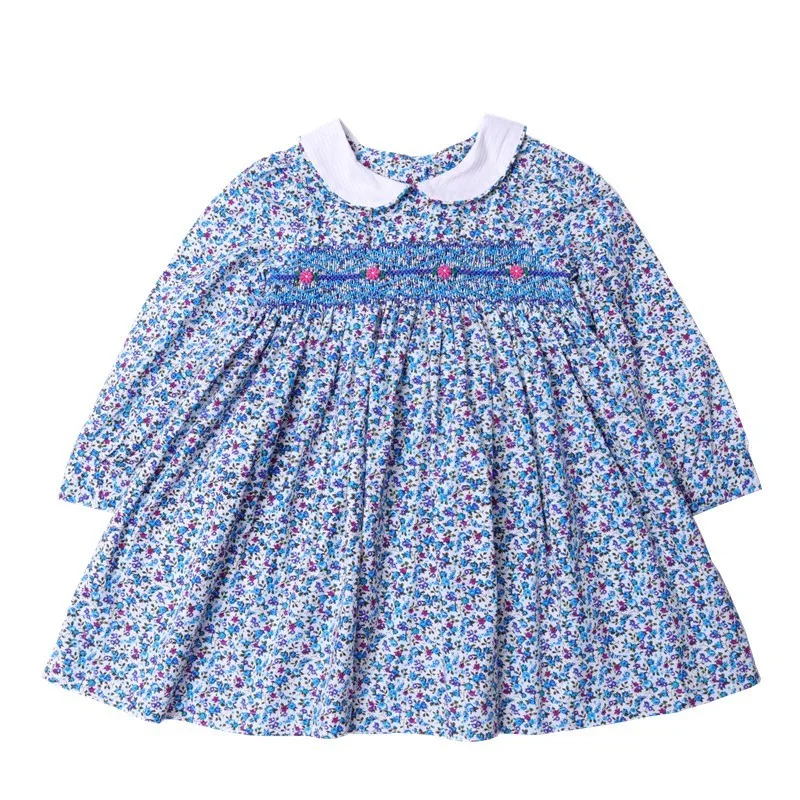 

baby smocked dress long sleeve girls flower dresses embroidery princess outfit kids clothing children frock boutiques