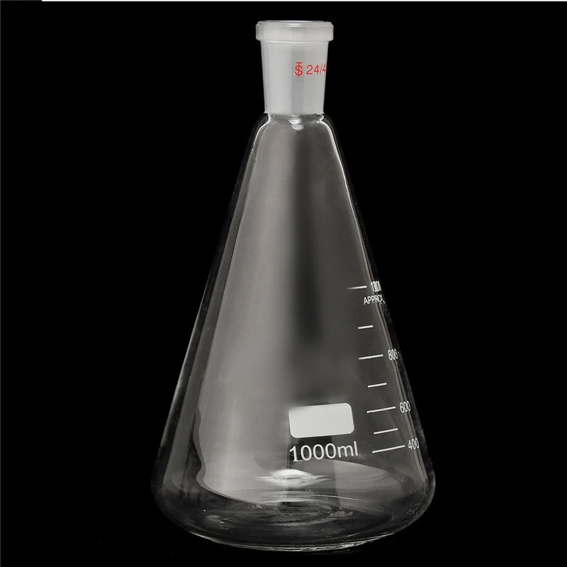 Kicute 24/40 1000 мл/1Л стеклянная колба Erlenmeyer коническая бутылка посуда для химической лаборатория