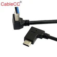 CableCC Реверсивный USB 3,1 USB-C под углом до 90 вниз Угловой кабель для передачи данных для ноутбука