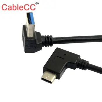 

10pcs/lot CY CableCC Reversible USB 3.1 USB-C Angled to 90 Down Angled A Male Data Cable for Laptop