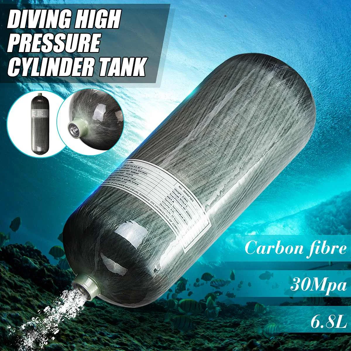 

PCP Paintball Airforce Airsoft 6.8L 9L Carbon Fiber Aluminium Alloy High Pressure Tank Scuba Diving Cyclinder HPA Air Bottle