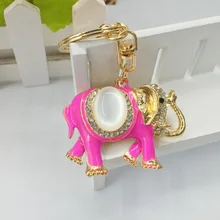 

Elephant Keychain Rhinestone Opal Cute Animal Key Chain Metal Keyring Lucky Bag Charm Handbag Purse Pendant Jewelry Gift Breloki