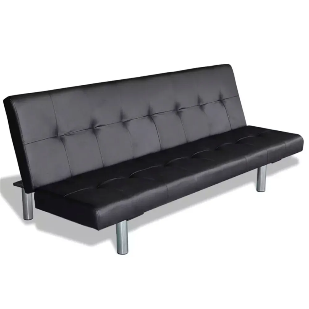 vidaXL Adjustable Sofa Bed with 2 Pillows Synthetic Leather Modern Design Sofa Bed Furniture Living Room Reclining Folding Sofa