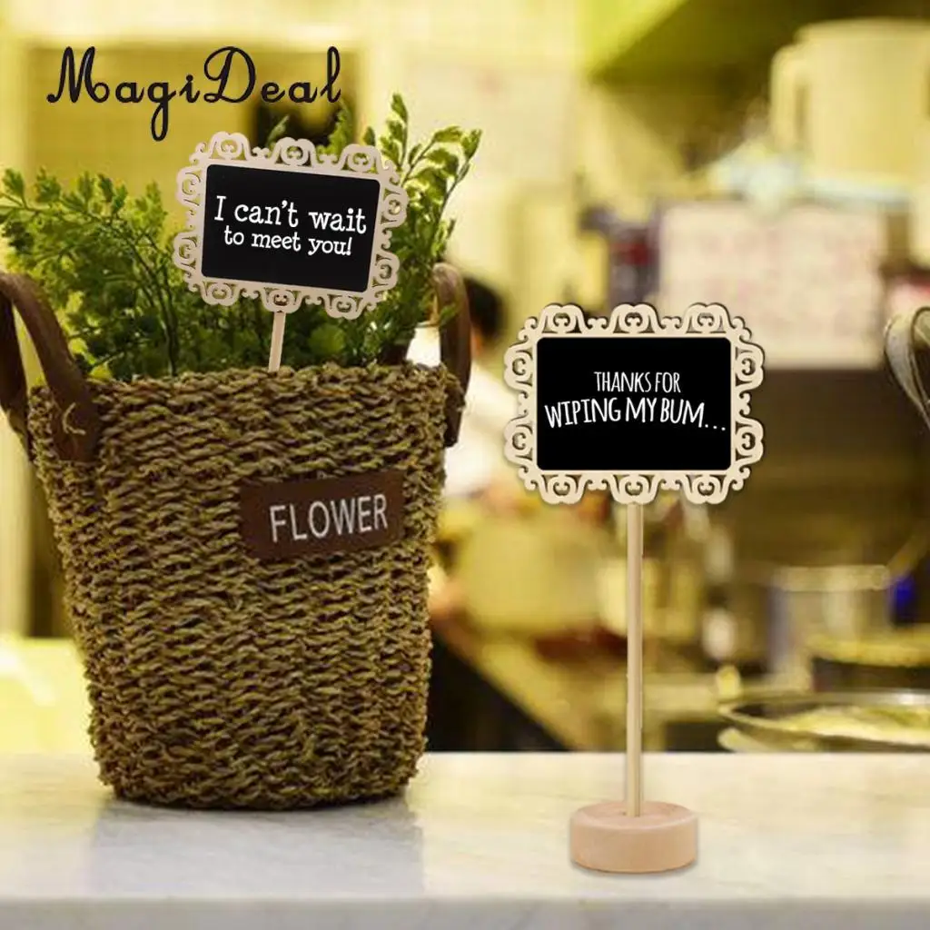 

MagiDeal 10Pcs Table Top Wood Slate Chalkboard Easel Wedding Number Notice Memo Board Cafe Shop Price Promotion Stand Tags