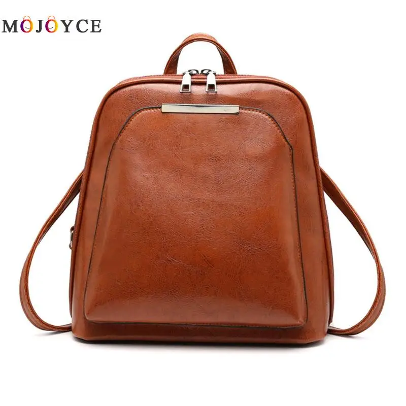  Vintage Oil Wax Leather Backpack Women Travel Satchel Casual Shoulder School Bagpack Female Back pa - 32964946226