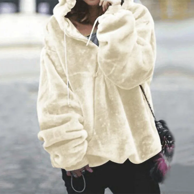 Womens Harajuku Hoodies Sweatshirt Hoody Teddy Flannel Loose Large Size Lantern Sleeve Sexy Zipper V-Neck Sweatshirt Woman Coat Womens Harajuku Hoodies Sweatshirt Hoody Teddy Flannel Loose Large Size Lantern Sleeve Sexy Zipper V-Neck Sweatshirt Woman Coat