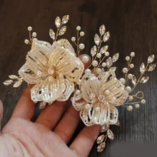 Korean pure handmade barrette bride wedding side flower hair ornaments pure handmade wedding hair accessories wholesale custom made handmade silk yarn flower beads soft hair hoop hair ornaments wedding disc hair decoration