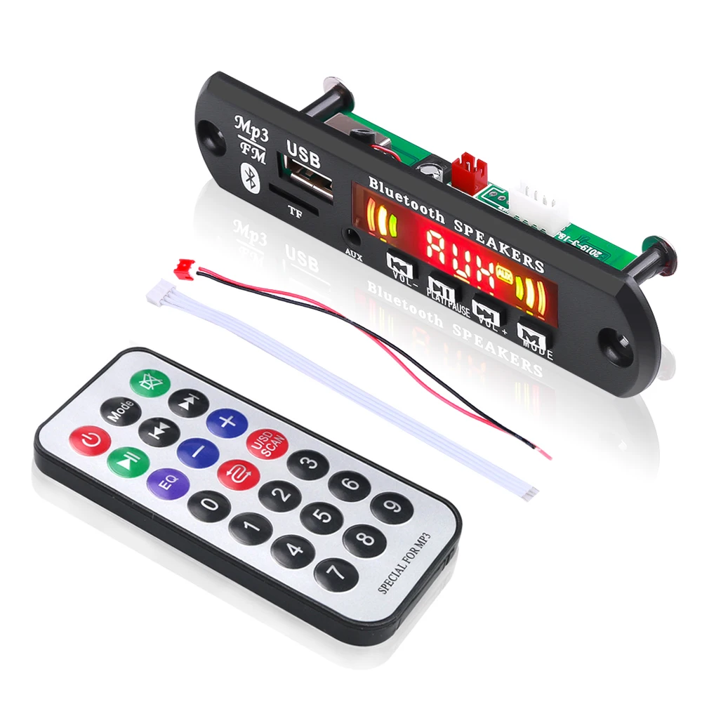 

Recording handsfree calling Car MP3 player module colorful display V5.0 Bluetooth Decoder Board 3.5MM AUX FM Radio Audio USB TF