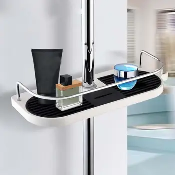 

Shower Tray Rack Set Lift Rod Shower Bracket Bathroom Rack bathroom shelf organizer douche rek zuignap zwart hoek #4O