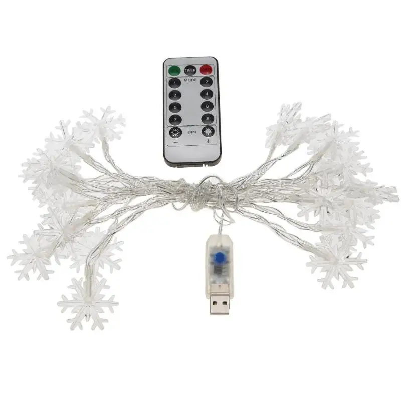 USB Charger String Light Remote Control Snowflake 3M 20 LED Fairy Xmas Decor Lamp Christmas Decorations | Лампы и освещение