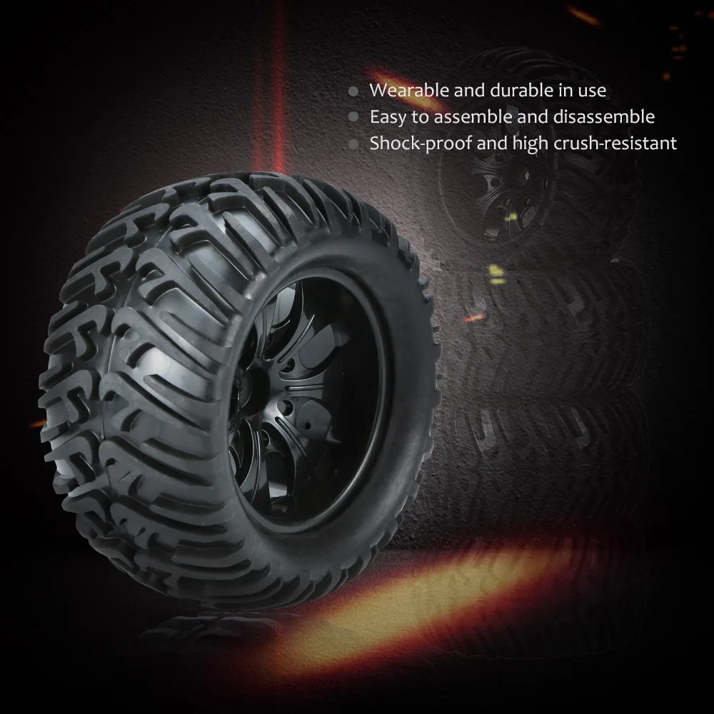 4 шт. черный обод колеса и шина для 1/10 HSP 94111 94188 аксессуары Monster Truck|Детали