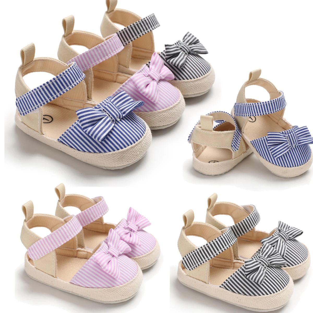 

Newest Newborn Infants Baby Girl Shoes Soft Crib Shoes Canvas Sandals Clogs Anti-slip Sneaker Prewalker 0-18M