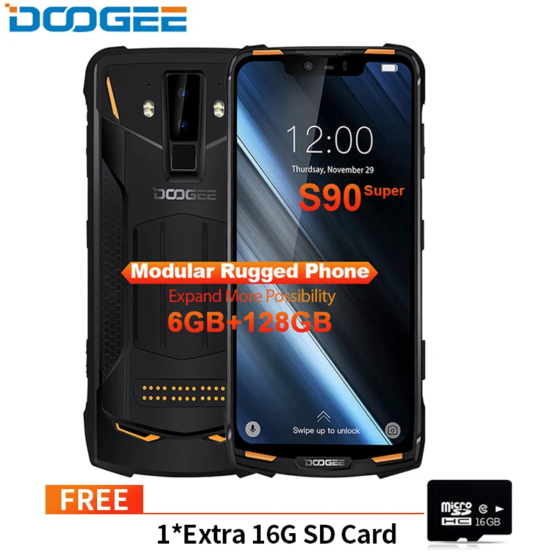 IP68/IP69K (открытый ящик) DOOGEE S90 супер модульная прочный мобильный телефон 6,18 дюйма Дисплей 5050 mAh Helio P60 Восьмиядерный 6 GB 128 GB