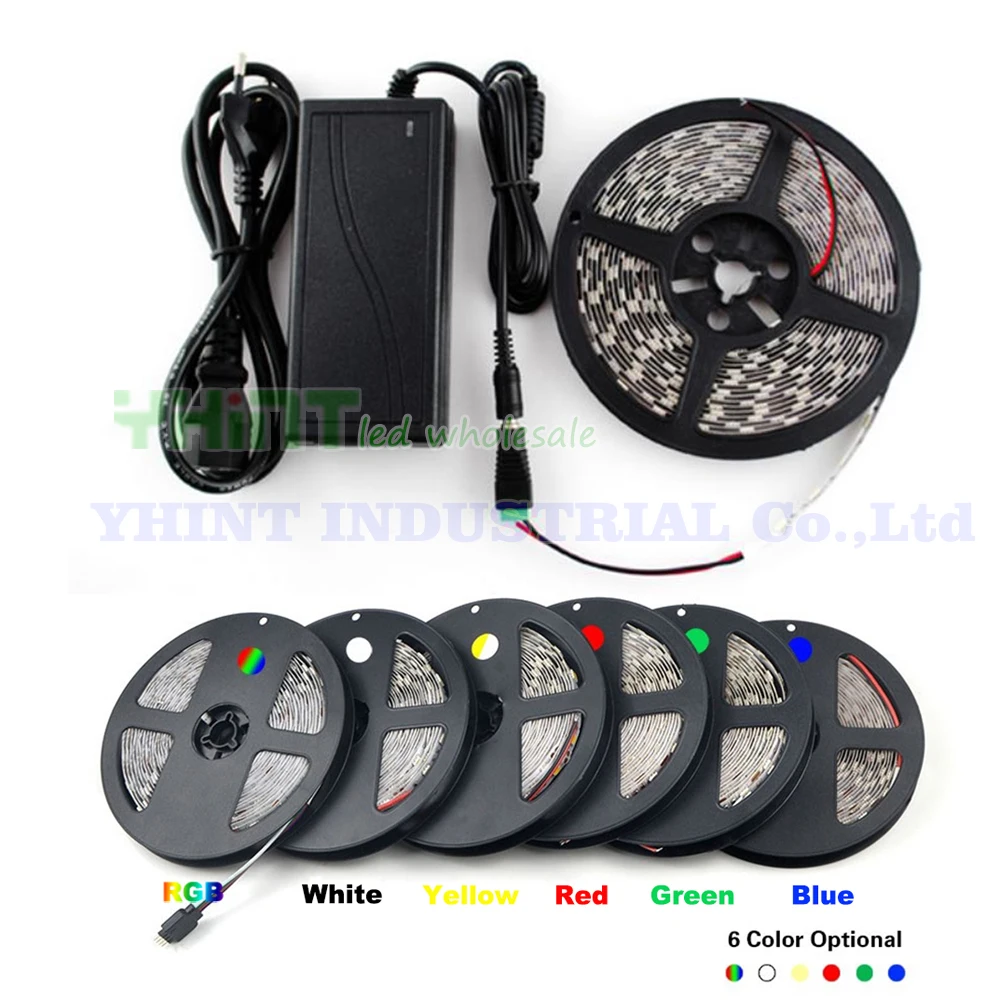 1 комплект 5 метров DC12V 5A SMD5050 IP65/IP20 Водонепроницаемый красный синий зеленый желтый