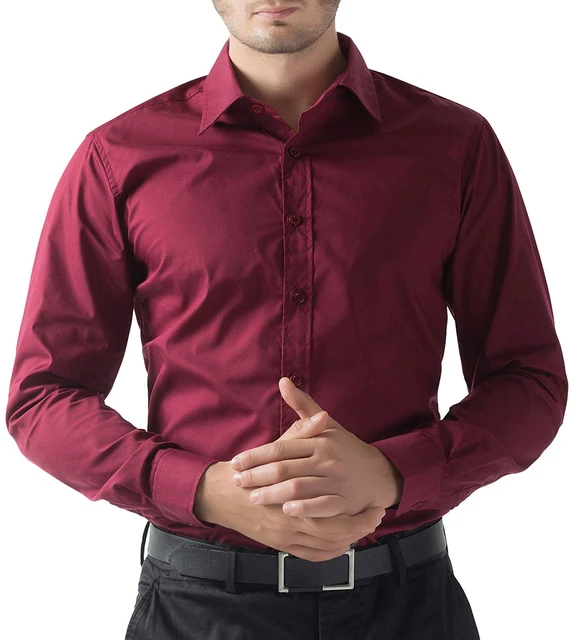Men Dark Red Work Office Long Sleeve Men Dress Plus Size 5XL Non Male Easy Formal Tops Oversized Business Shirts - AliExpress