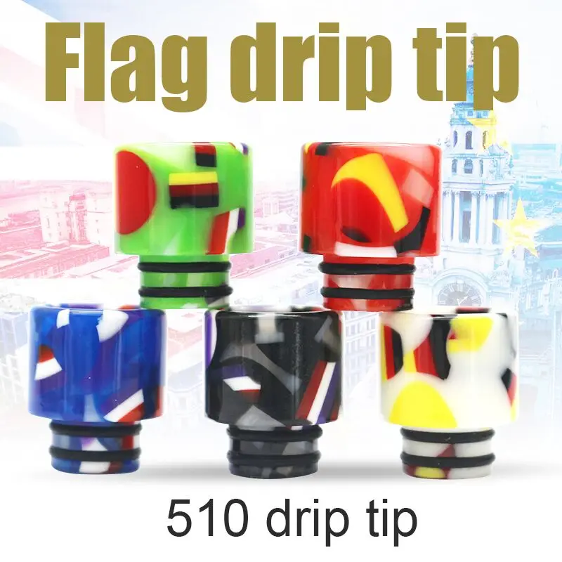 Vapesoon Coloful 510 флага капельного наконечника эпоксидной смолы мундштук для