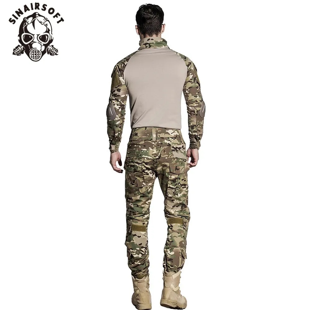  SINAIRSOFT Tactical G3 BDU Camouflage Combat Uniform Airsoft Shirt Pants With Knee Pads Military Mu