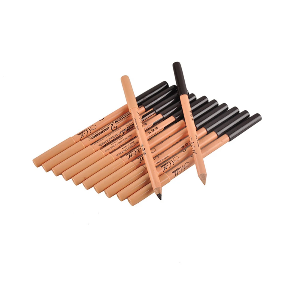 

1 Pcs Menow Dual-use Double-headed Black Eyeliner Waterproof Eye Pencil Set Natural Brown Eye Brow Pen Pencil Concealer Eyeliner