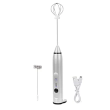 Electric Milk Frother 2 Whisk Hand Milk Foamer Kitchen Mixer for Cappuccino Coffee Egg Beater Drinks Blender with Stand