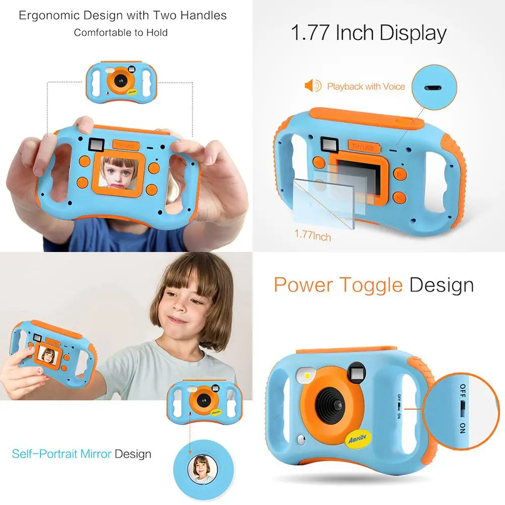 Amkov Kids Digital Video Camera WiFi Connection 5 Megapixels Gift for Children Boys Girls