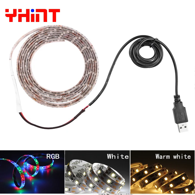 DC5V USB SMD3528 RGB белую полоску 50 см 1M2M3M5M IP20 Водонепроницаемый ТВ фон освещение ночного