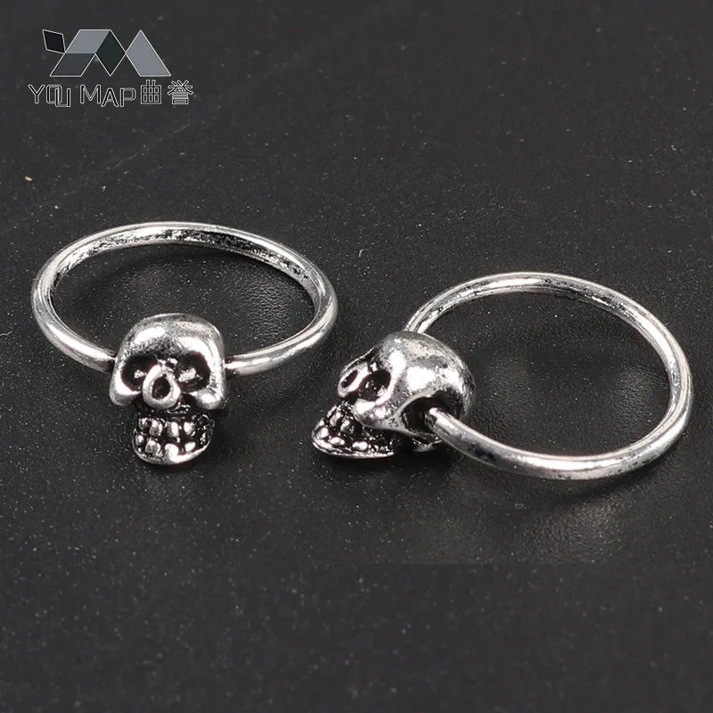 

1pc Rock Style Alloy Skeleton Shape Hoop Earrings For Women Men Skull Round Oorbellen Party Brincos Jewelry