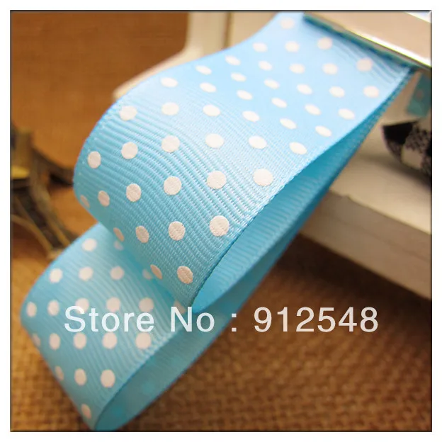 

free shipping,blue color Polka Dots Grosgrain Ribbon,Size 1" (25mm) Solid Grosgrain Ribbon Satin Ribbons