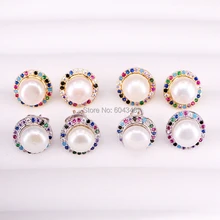 10 пар ZYZ339-2890 высокого качества Искрящийся фианит CZ и оболочки жемчужные серьги гвоздики в серебряном/золотом цветах