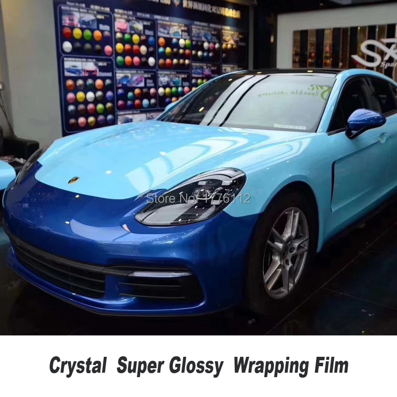 

High Quality SKY blue crystal Glossy WAPPING FILM Sticker With Air Bubble Free Vehicle Wrapping High-end diamond texture glue
