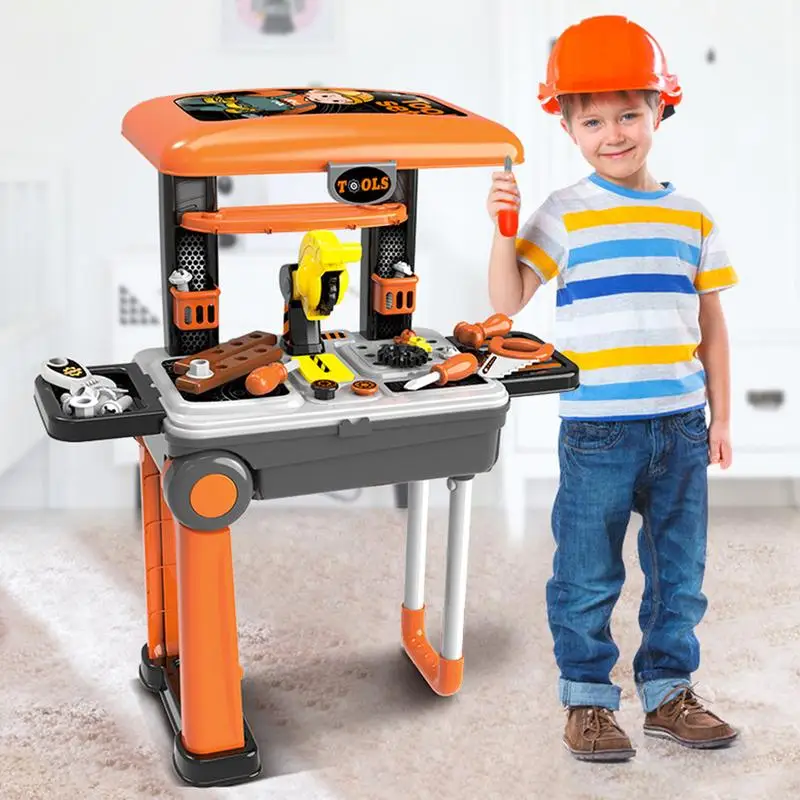 

Pretend Play Workbench Tool Set Toddlers With A Durable Plastics Case 27 Pcs Construction Accessories Wrench Drill Hammer Saw