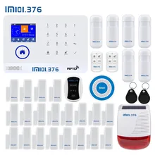 LM101.376 wifi GSM домашняя система охранной сигнализации с 2,4 дюймов TFT сенсорной панелью приложение управление RFID карта беспроводной умный дом защита от взлома