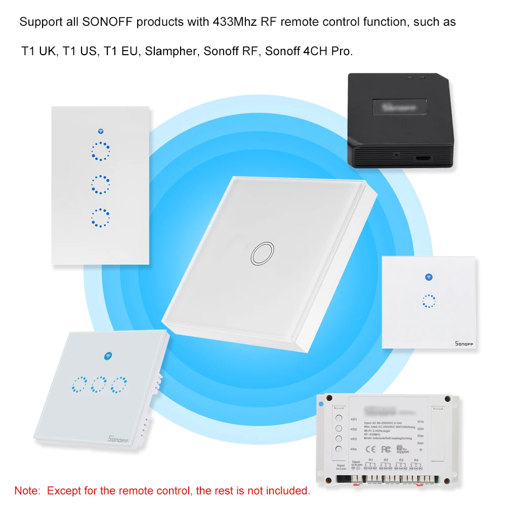 SONOFF T433 86Type Wall Panel Sticky 433MHz Wireless RF Remote Control UK