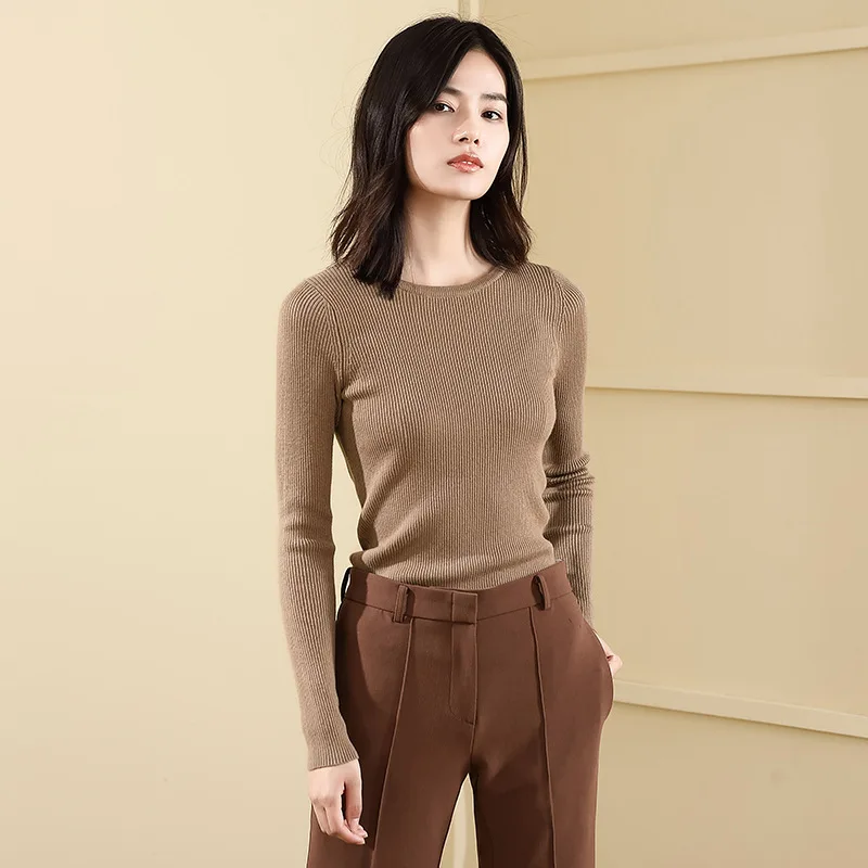Solid bottoming knitting shirt woman pullover autumn and winter slim thin sweater wool blends sexy backless sweater 18200